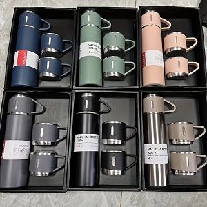 Vacuum insulated thermos 3pcs with 2 extra cup
